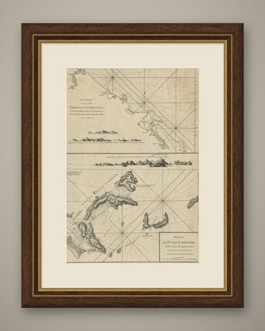 Chart of the Coast of Cochinchina' and 'Plan of Pulo Condor', Vietnam, 1778, shown framed
