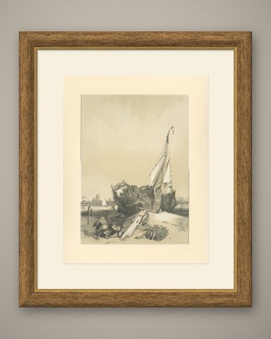 Rotterdam from the Ferry, Stanfield Sketches, Boys after Stanfield, 1833, shown framed
