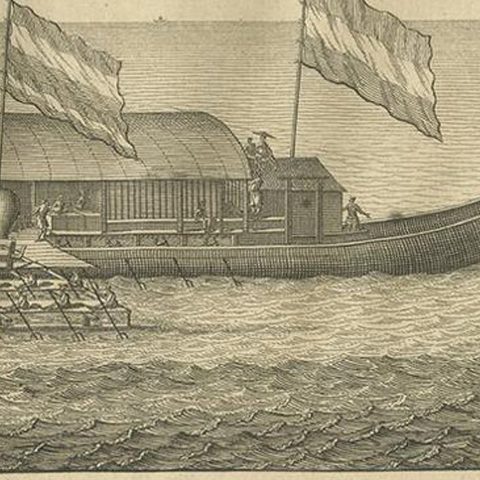 Antique Print of the Coracora Fleet by Valentijn, 1726, close-up 1