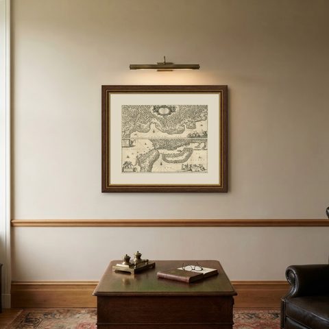 Map of Japanese Coast from Osaka to Tokyo & the Kyushu and Shikoku Islands, 1669, shown framed on a wall