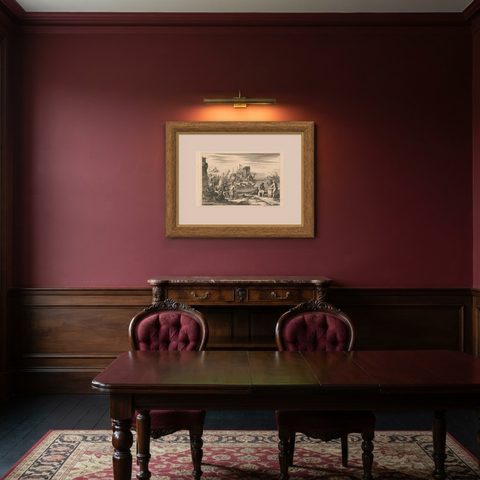 Antique Untitled Harbour View 'IV' by J. Wolff, circa 1730, shown framed in a room