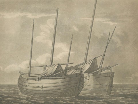 Views of Dutch Vessels, Maritime Engraving after 1684 Drawing, Published 1802, close-up 3