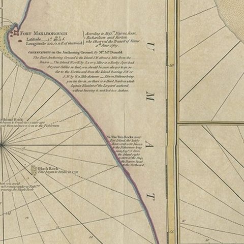 Early Chart Identifying British Spice Trading Colony of Bencoolen, Sumatra, 1797, close-up 2