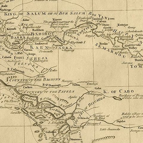 Map of the West African coast from the North of Mauretania to Guinee, 1788, close-up 1
