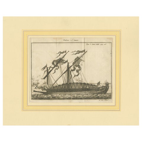 Antique Print of an Anchored Ship by Pluche '1735'