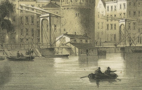 1857 Lithograph of Amsterdam’s Oosterdok Quay and Harbor, close-up 3