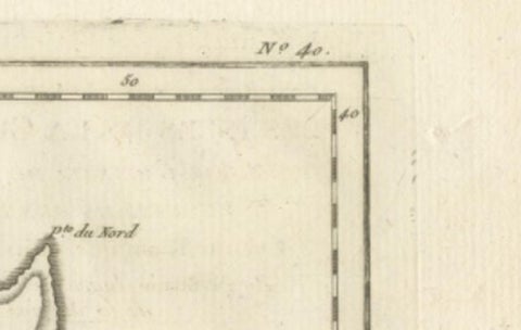 Antique Map Guadeloupe & Marie Galante, Rigobert Bonne Caribbean Chart c1780, close-up 2