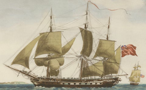 Before the Gales: An English Frigate Awaiting Wind, circa 1920, close-up 3
