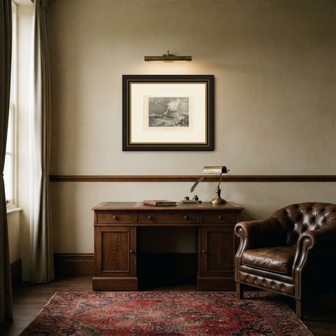 Prince Albert Landing at Dover, Royal Maritime Engraving, c.1840, shown framed in a room