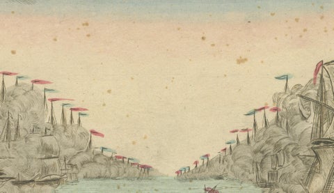 Venetian Naval Battle Print, Rare Optical Vue of Venice versus Turks, c.1770, close-up 4