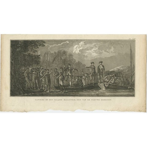 Antique Print of the Landing at Malakula Island, Vanuatu, by Cook, 1803, view 2