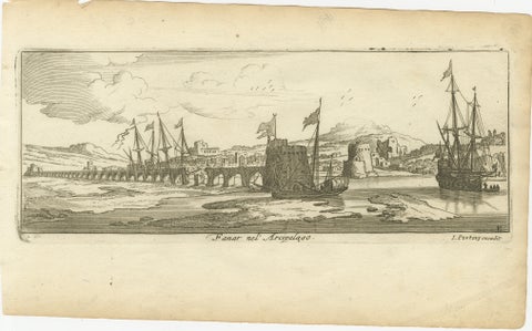 View of Fanar in the Aegean Archipelago with Bridge and Ships, ca. 1680, view 2