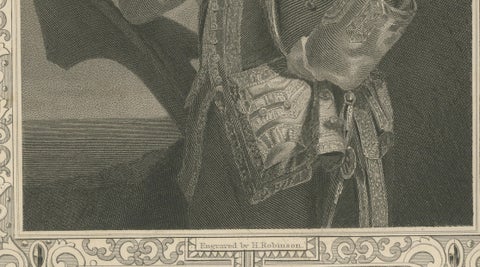 Antique Portrait Lord Rodney, British Naval Hero Engraving c.1850, close-up 6