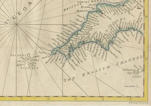 Hand-colored Nautical Chart: St. George's Channel and the Irish Sea, 1744, close-up 2