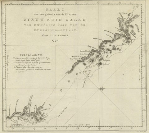 Original Copper Engraving of the Northeast Coast of Australia, 1803, close-up 1