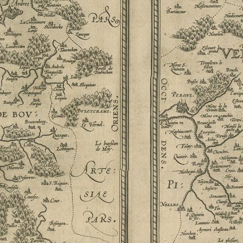 Antique Map of the Coastline Between Calais and Estaples and Northern France, close-up 2