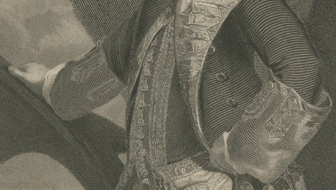 Antique Portrait Lord Rodney, British Naval Hero Engraving c.1850, close-up 4
