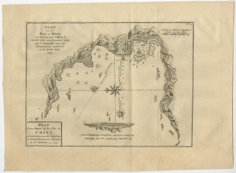 Antique Map of a Bay on the Coast of Chile, South America, c.1749, view 2