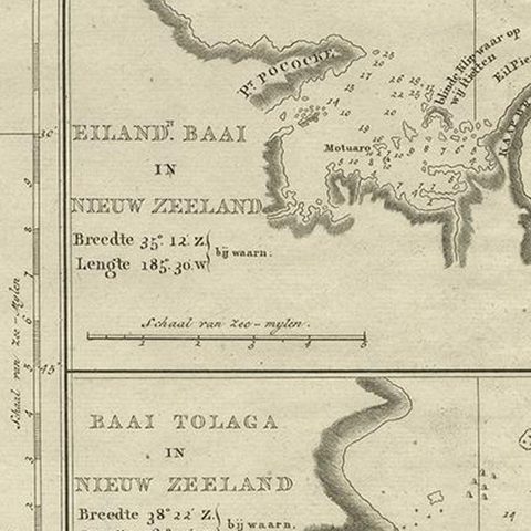 Detailed Map of New Zealand Showing the Route of Capt. Cook's First Voyage, 1803, close-up 1