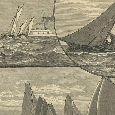 Antique Print of the Mediterranean Fleet Regatta at Palma, 1881, close-up 2
