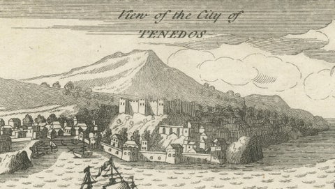 Antique St Eustatius Caribbean View, Ships Harbor, Tournefort 1717, close-up 2