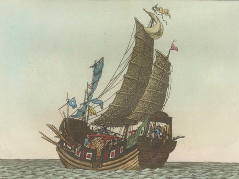 Chinese Junks and Sailing Vessels, Ferrario Il Costume Antico e Moderno, 1815, close-up 4