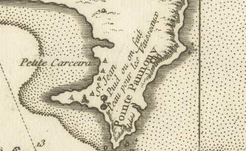Mozambique Bay, French Naval Sea Chart by Bellin, c.1765, close-up 4