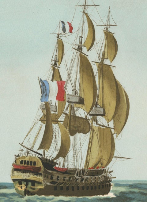 Maritime Salute: The Elegance of 18th-Century Naval Grace, circa 1920, close-up 2