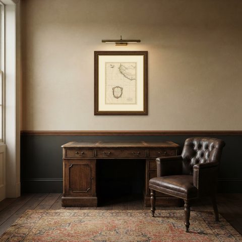 Antique Map of the Coast of Guinea and the Cape Verde Islands, shown framed in a room