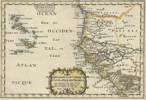 Antique Map of the Coast of Africa and the Cape Verde Islands, ca.1680, close-up 1