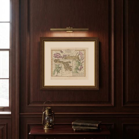 Map of North and East coast of Asia with Japan & inset maps of Kamchatka, c1750, shown framed on a wall