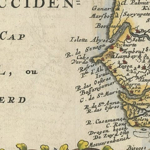 Antique Map of the Coast of Africa and the Cape Verde Islands, ca.1680, close-up 3