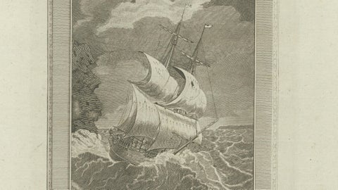 Cavendish’s Ship Desire in Storm near the Strait of Magellan, 18th Century, close-up 4
