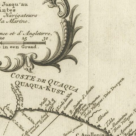 Antique Map of the Coast of Guinea from, Cape Apollonia to the Volta River, close-up 4