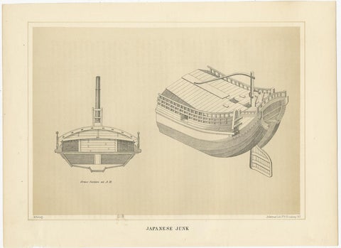 Antique Print of a Japanese Junk Cross Section, 1856, view 2