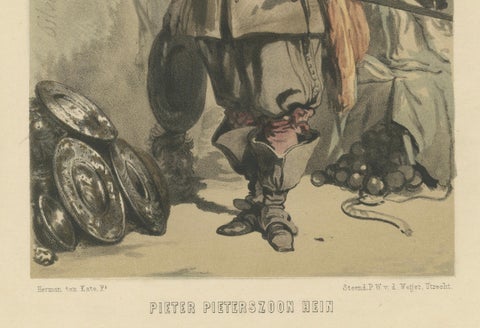 Pieter Pieterszoon Hein, Dutch Naval Hero, 19th-Century Hand-Colored Lithograph, close-up 1