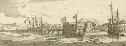 View of Fanar in the Aegean Archipelago with Bridge and Ships, ca. 1680, close-up 3