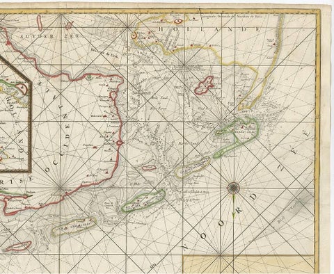 Large Sea Chart of the Zuyder Zee & The Northsea with the Wadden Islands, 1773, view 3