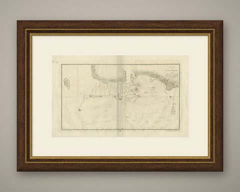 Original Antique Map of the Harbour of Tongatabu by Cook, 1784, shown framed