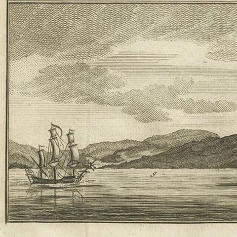 Antique Print of Zihuatanejo and the Harbour of Acapulco by Anson '1749', close-up 1
