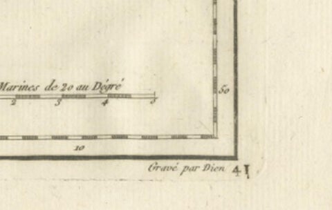 Antique Map Guadeloupe & Marie Galante, Rigobert Bonne Caribbean Chart c1780, close-up 4