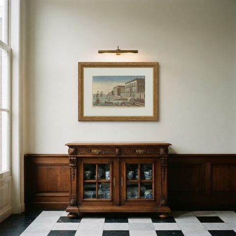 Optical View of the Port of Boeotia Near the Island of Evvia, Greece, shown framed in a room