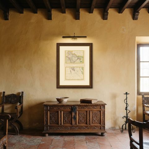 Charting the Course of Empire: Bonne's 1770 Masterpiece Maps of the Indian Ocean, shown framed in a room