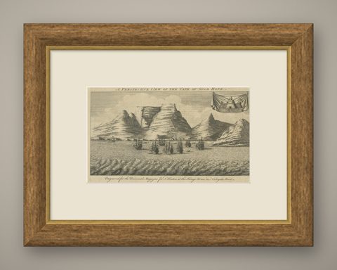 The Cape of Good Hope, VOC Anchorage and Table Mountain, c.1750, shown framed