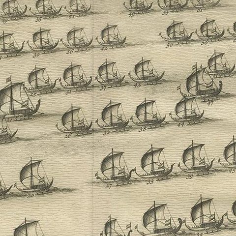 Antique Print of the Hongi/Coracora Fleet by Valentijn '1726', close-up 2