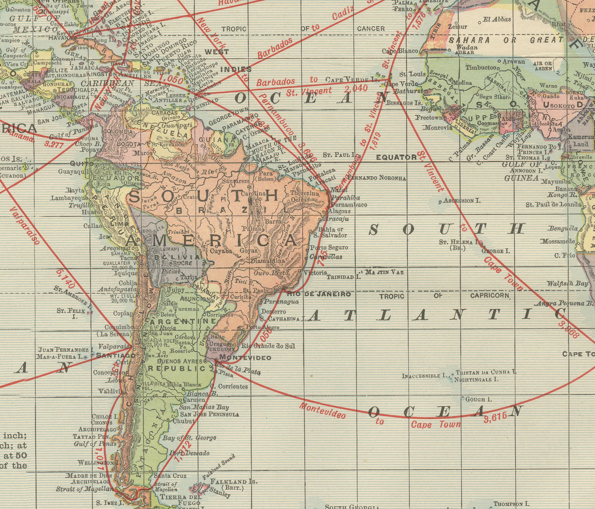 Antique Map of the World, with Steamship Routes, Rand McNally, 1899, view 4
