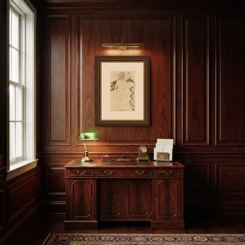 Antique Map of the Harbour of Praia, Santiago Island, Cape Verde, c.1750, shown framed in a room
