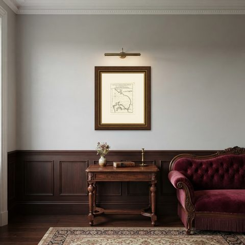 Bay of Saint Helena: French Naval Chart by N.B. Ingénieur de la Marine, ca.1770, shown framed in a room
