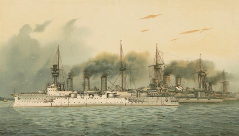 German Navy Training Squadron: with SMS Victoria Louise and More, 1903, close-up 2