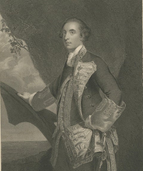 Antique Portrait Lord Rodney, British Naval Hero Engraving c.1850, close-up 2